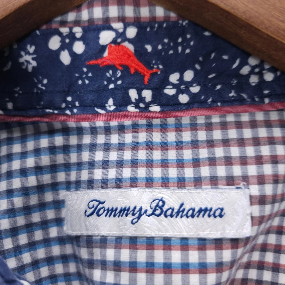 Vintage Tommy Bahama Shirt Mens L Multi Gingham Check Long Sleeve Coastal Casual - Picture 3 of 8